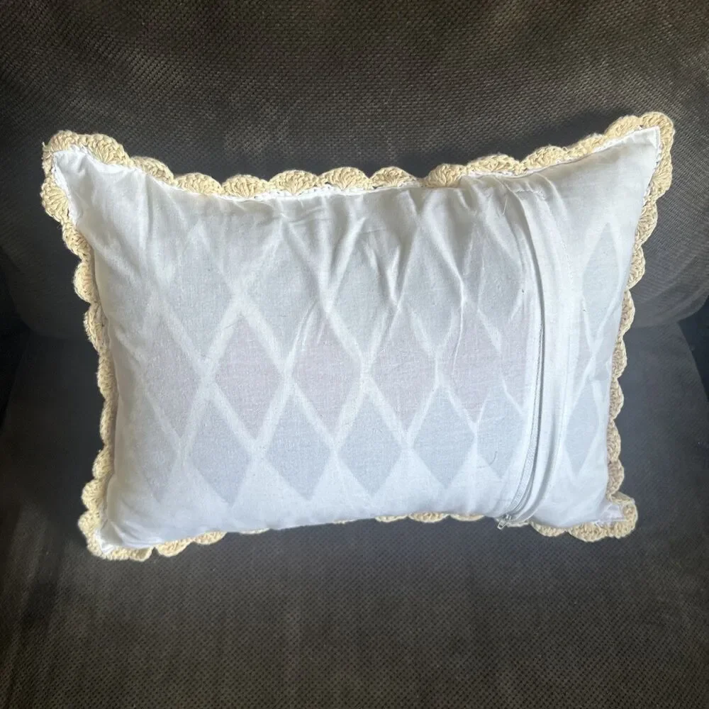 Shabby Chic Granny Square Throw Pillow Pastel 15x10 Cottage Feminine